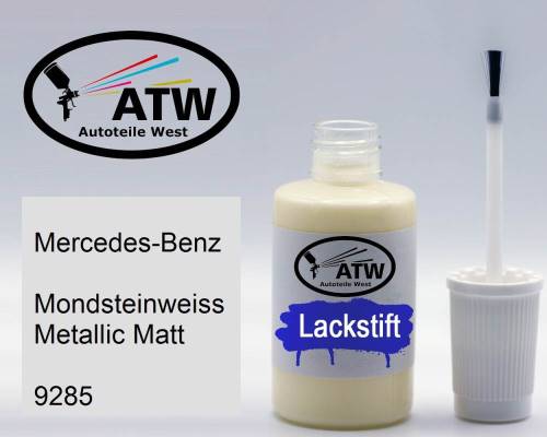 Mercedes-Benz, Mondsteinweiss Metallic Matt, 9285: 20ml Lackstift, von ATW Autoteile West.